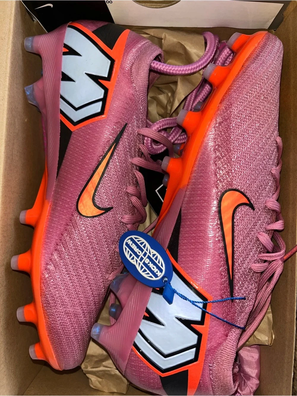 Kids Nike Purple and Orange Soccer Cleats with Orange Accents